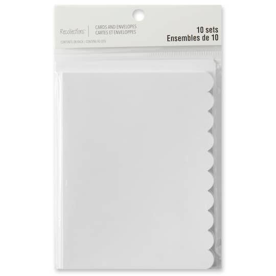 12 Packs: 10 ct. (120 total) 4.25" x 5.5" White Scalloped Cards & Envelopes by Recollections™